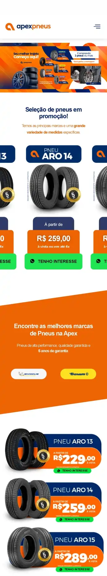 Interface de site de alta conversão - visão mobile - criada pela Page Test